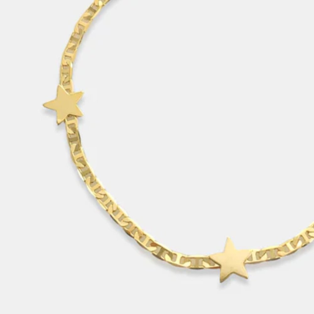 NEW 18K Gold filled mariner chain ankle bracelet Anklet Stars - Picture 3 of 5